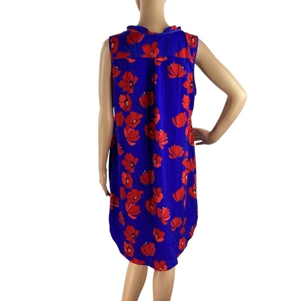 41 Hawthorn Jeanie Floral Ruffle Neck Sleeveless Dress Blue Red L - Picture 5 of 7